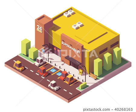 Vector isometric low poly supermarket Vector isometric low poly supermarket 40268163