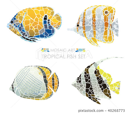 Set of mosaic art tropical fish Set of mosaic art tropical fish 40268773