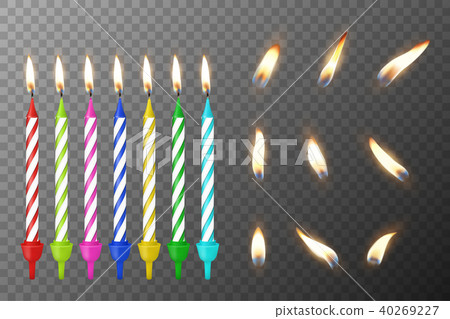 Vector 3d realistic different birthday party colofful wax paraffin burning cake candle and different Vector 3d realistic different birthday party colofful wax paraffin burning cake candle and different 40269227