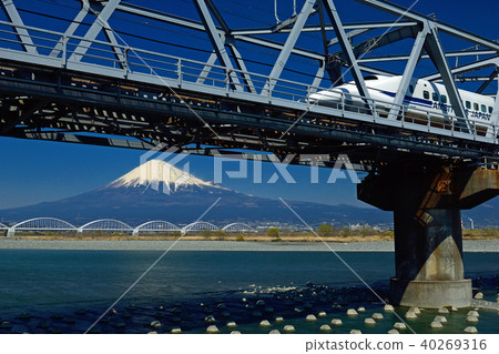 Shizuoka Prefecture Fuji City Fujikawa Iron Bridge Shinkansen 40269316