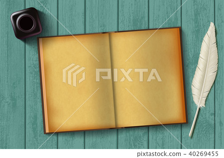 Paper notepad and feather Paper notepad and feather 40269455
