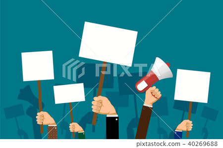 People hold banners and posters in their hands People hold banners and posters in their hands 40269688