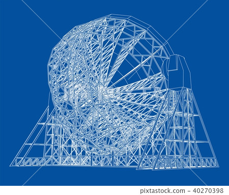Radio Telescope concept outline. Vector 40270398
