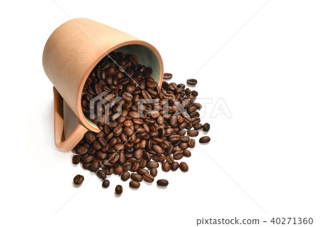 Coffee beans in coffee cup isolated on white Coffee beans in coffee cup isolated on white 40271360