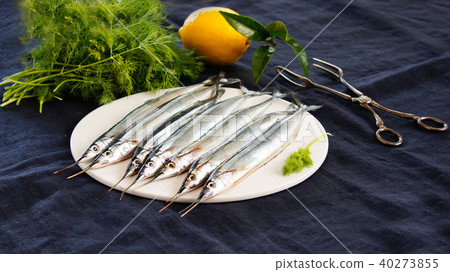 raw fresh needlefish ready to cook 40273855