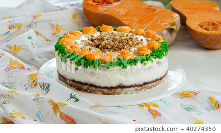 pumpkin carrot cake with cream cheese 40274350