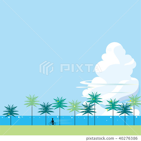 Tropical summer day with palm trees and incoming clouds 40276386