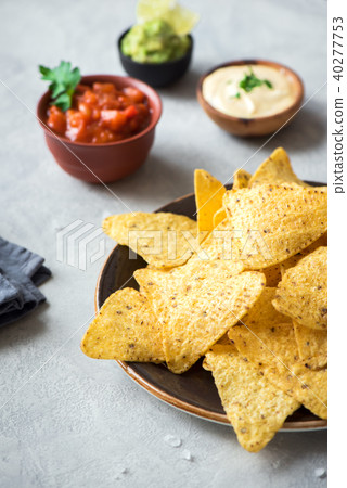 Nachos chips and sauces 40277753