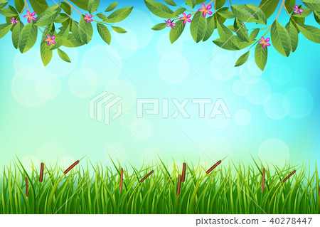 Exotic tropical leaf and frower border background 40278447