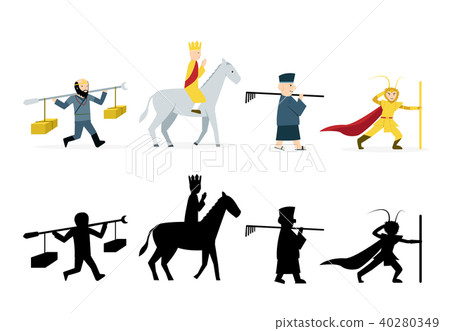 Journey to the West characters in flat on white Journey to the West characters in flat on white 40280349