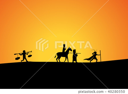 Journey to the West in silhouette art vector Journey to the West in silhouette art vector 40280350