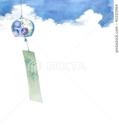 風鈴牽牛花背景水彩例證 40283064