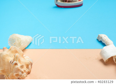 Set of summer Sea Shell,boat,coral, starfish 40283129