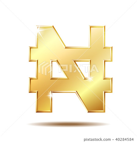 Shiny golden Nigerian Naira currency sign 40284584