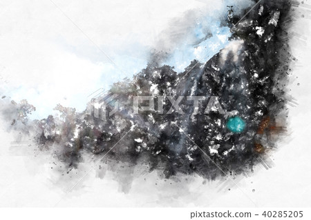 Mountain hill on watercolor painting background. 40285205