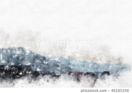 Mountain hill on watercolor painting background. Mountain hill on watercolor painting background. 40285208