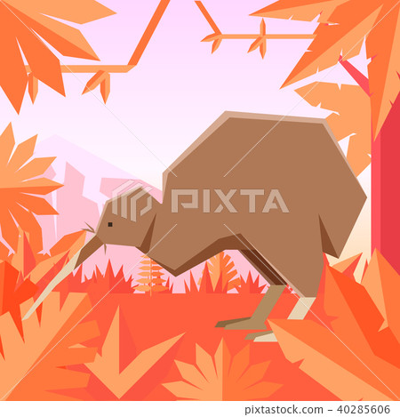 Flat geometric jungle background with Qiwi 40285606