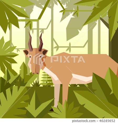 Flat jungle background with Saiga antelope 40285652