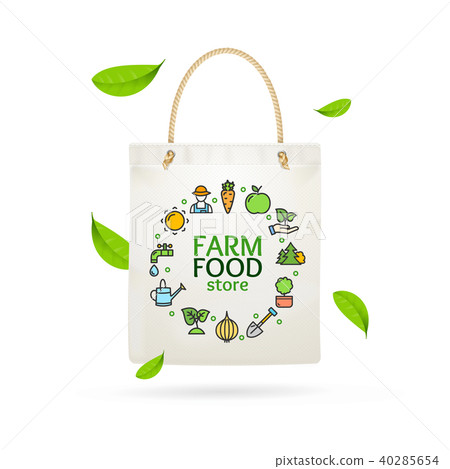 Realistic Detailed 3d Eco Tote Bag Farm Product. Vector 40285654