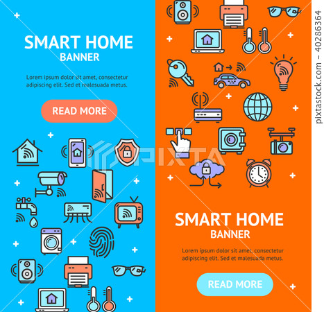 Smart Home Signs Banner Vecrtical Set. Vector 40286364