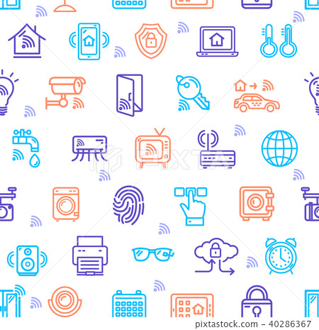 Smart Home Signs Seamless Pattern Background. Vector Smart Home Signs Seamless Pattern Background. Vector 40286367