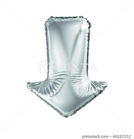 Silver arrow icon made of inflatable balloon isolated on white background. Silver arrow icon made of inflatable balloon isolated on white background. 40287252