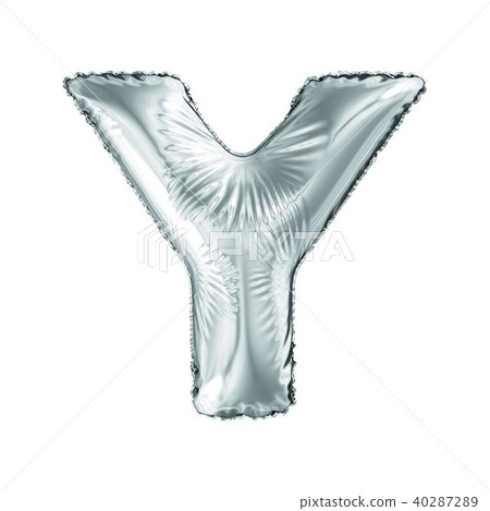Silver letter Y made of inflatable balloon isolated on white background. 40287289