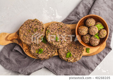 Vegan beans burgers (cutlets) and meatballs 40288105