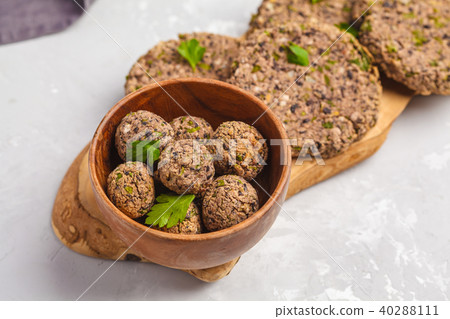Vegan beans burgers (cutlets) and meatballs 40288111