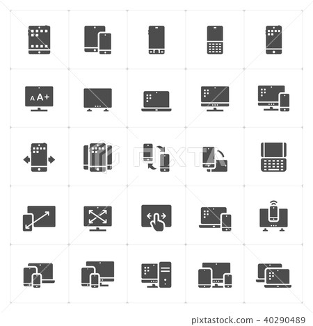 Icon set - device and responsive solid icon style Icon set - device and responsive solid icon style 40290489