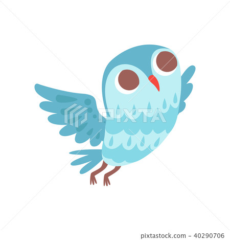 Cute Blue Bird Cartoon Flying White Background Stock Vector by