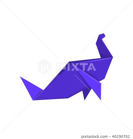 Blue dinosaur made of paper in origami technique vector Illustration on a white background 40290782