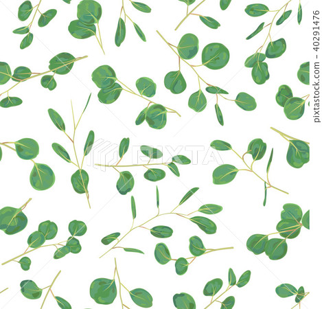 Watercolor green floral seamless pattern with - Stock Illustration ...