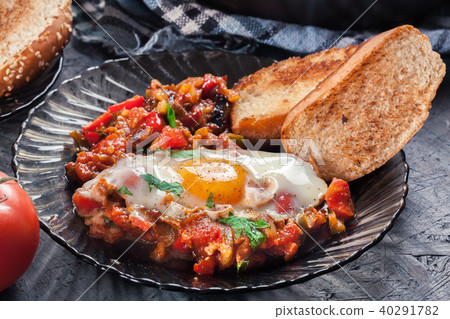 Portion of shakshuka on a plate Portion of shakshuka on a plate 40291782