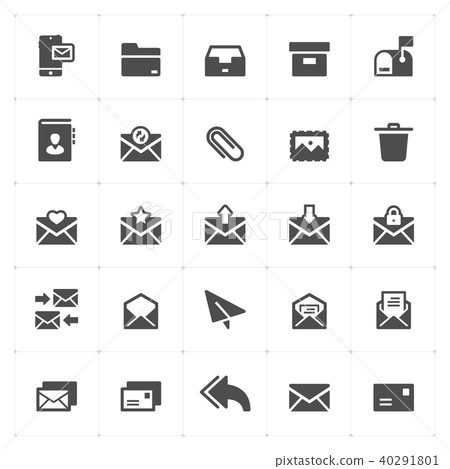 Icon set - mail and letter solid icon Icon set - mail and letter solid icon 40291801