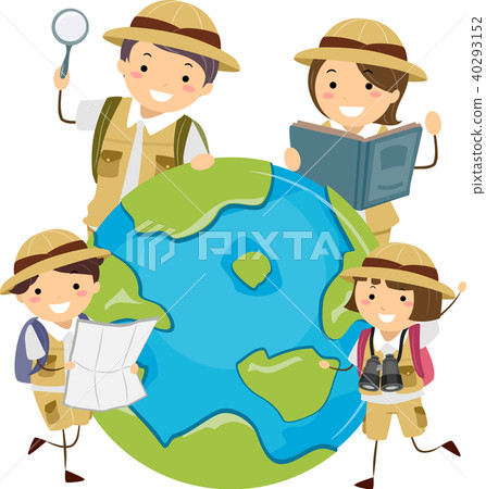 Stickman Family Explorer Earth Illustration 40293152