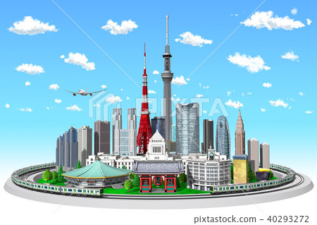 Cityscape, Tokyo, Yamanote line blue sky 40293272