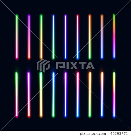 Neon lights tubes set. Colorful glowing lines collection isolated on dark blue background. Halogen Neon lights tubes set. Colorful glowing lines collection isolated on dark blue background. Halogen 40293771