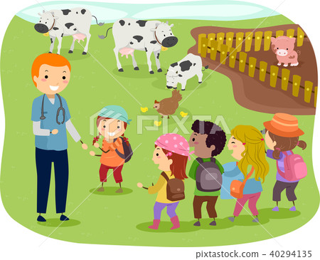 Stickman Kids Livestock Vet Illustration 40294135