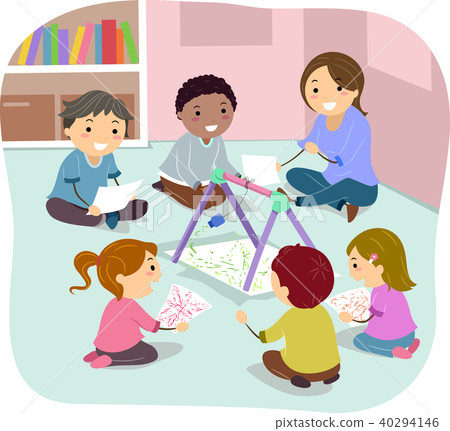 Stickman Kids Pendulum Painting Illustration Stickman Kids Pendulum Painting Illustration 40294146
