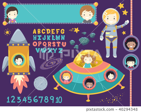 Kids Outer Space Elements Illustration Kids Outer Space Elements Illustration 40294348