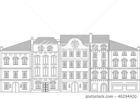 Old european houses. Flat outline drawing 40294420