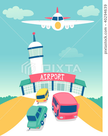Airport Airplane Car Scene Illustration - Stock Illustration [40294639] -  PIXTA