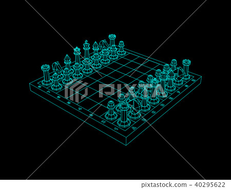 Chess board with figures. Isolated on black  40295622