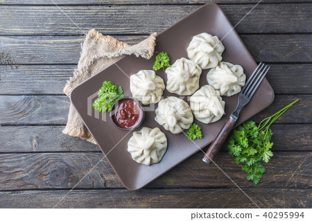 Georgian dumplings Khinkali with meat 40295994