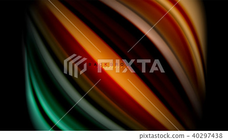 Fluid wavy multicolored lines on black Fluid wavy multicolored lines on black 40297438
