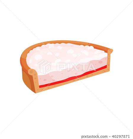 Half of tart with crispy crust. Pie with cream and fruit jam. Sweet and tasty dessert. Flat vecto Half of tart with crispy crust. Pie with cream and fruit jam. Sweet and tasty dessert. Flat vecto 40297871