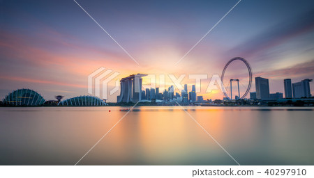 Singapore Skyline panorama at sunset 40297910
