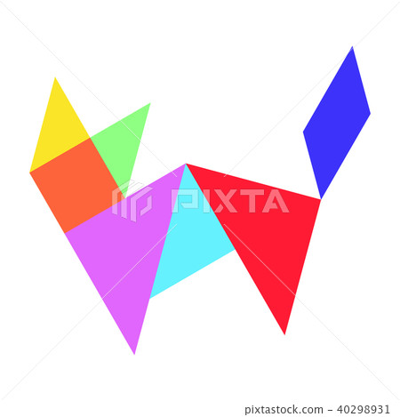 Colorful tangram puzzle in cat shape 40298931