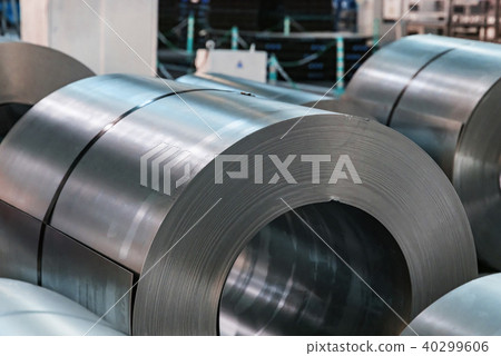 Stock with rolls of sheet steel in industrial plant 40299606